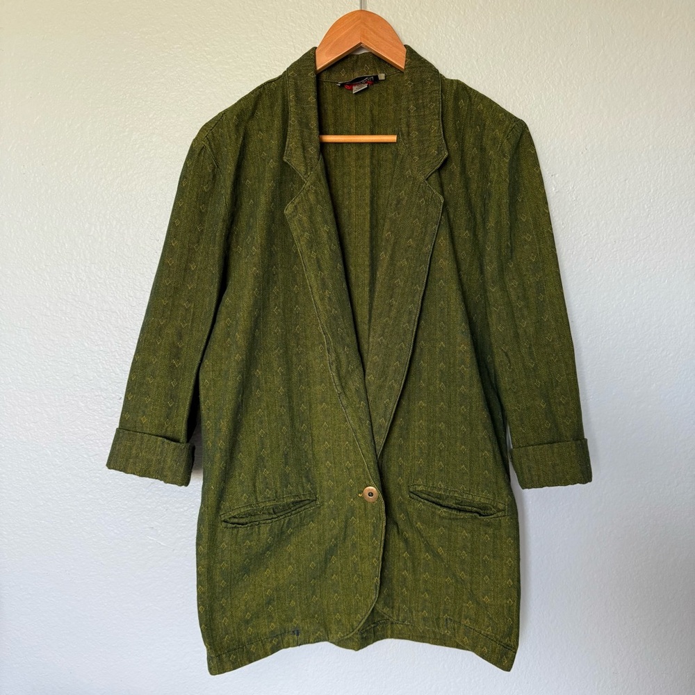Vintage Blue Olive Green Women's Blazer Size 5/6